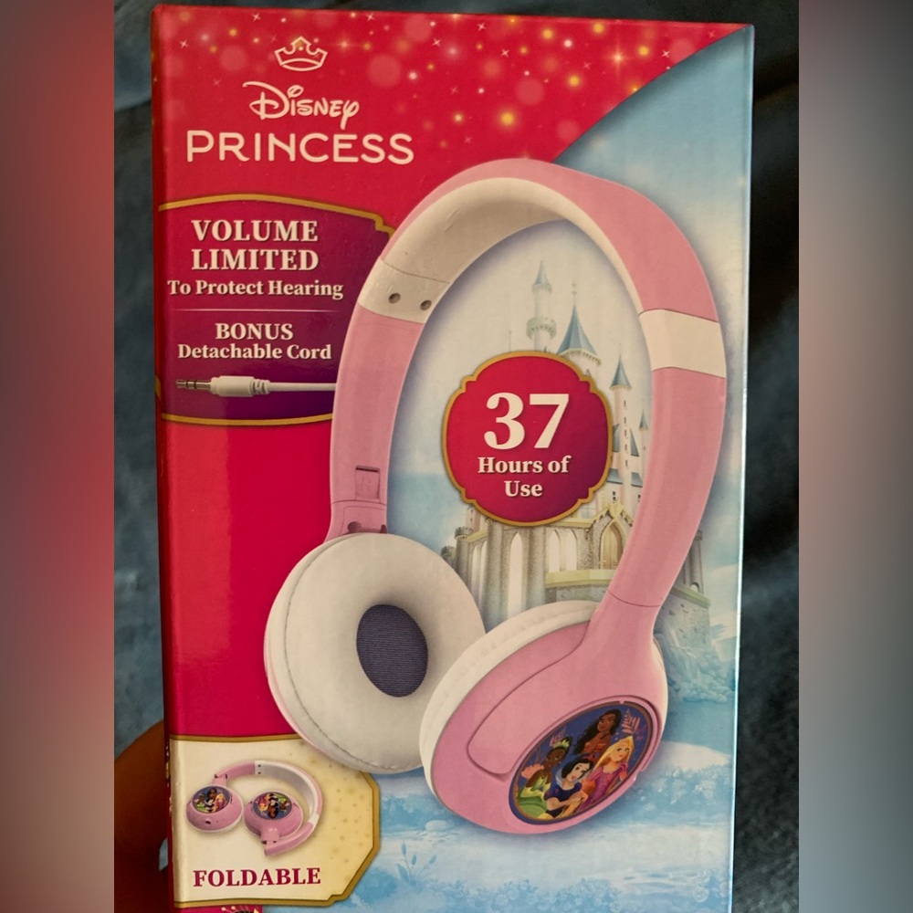 New Disney PRINCESS Bluetooth & Corded Kids HEADPHONES Foldable 2 in 1
